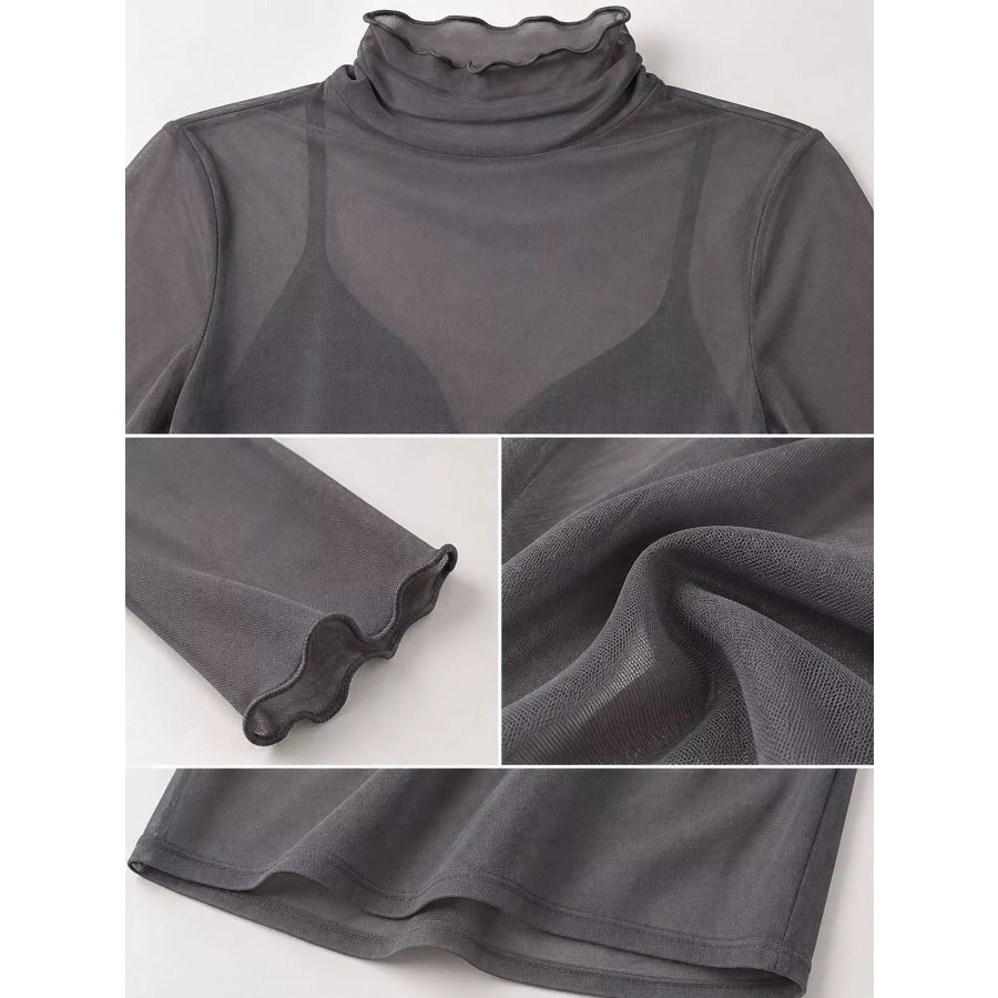 Turtleneck Long Sleeve Slim Fit T-Shirt Apparel and Accessories