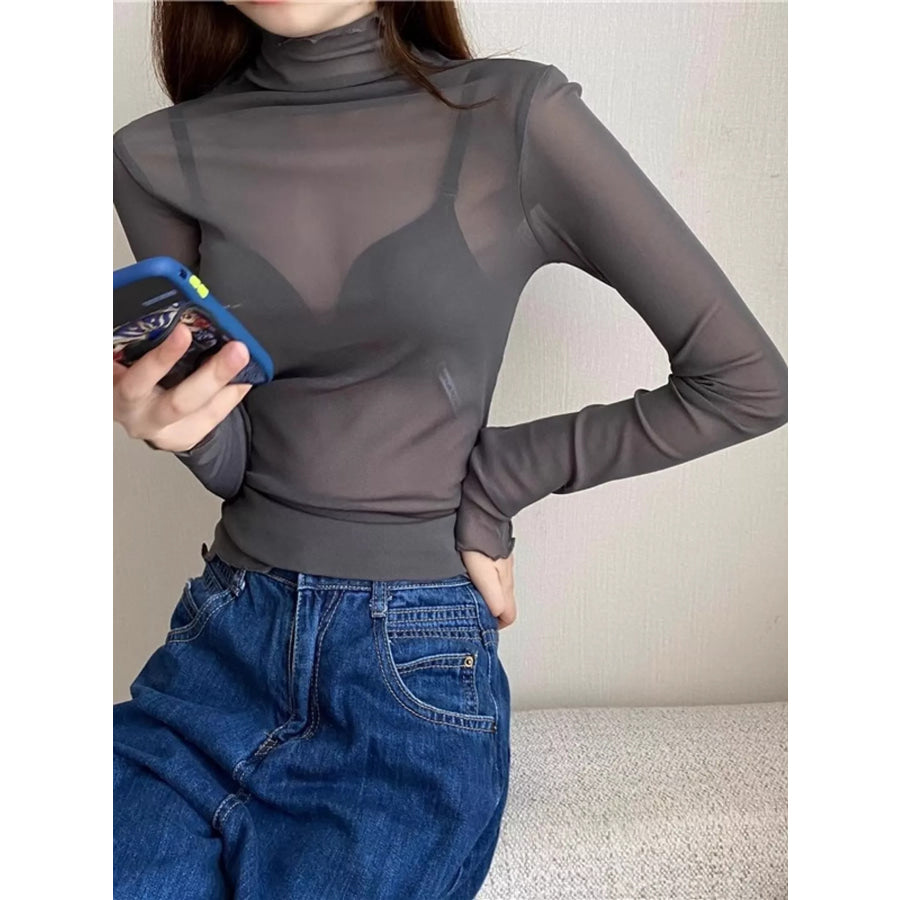Turtleneck Long Sleeve Slim Fit T-Shirt Apparel and Accessories