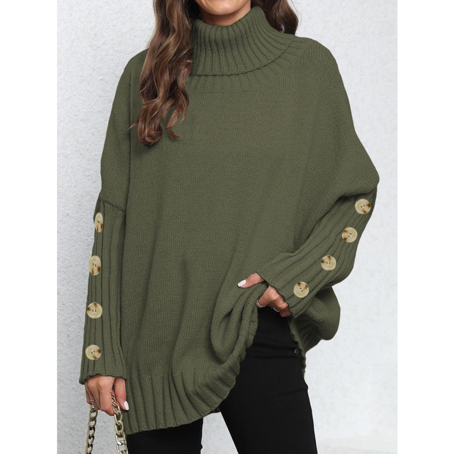 Turtleneck Long Sleeve Sweater Black Forest / One Size Apparel and Accessories