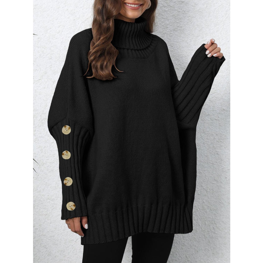 Turtleneck Long Sleeve Sweater Black / One Size Apparel and Accessories