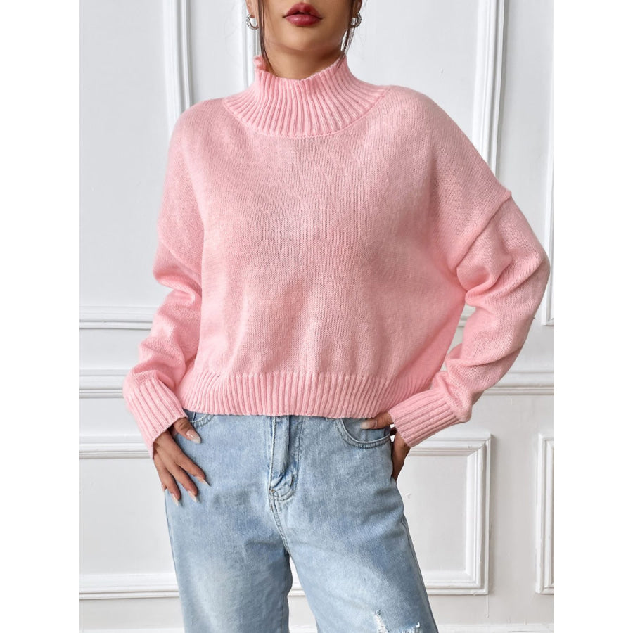 Turtleneck Long Sleeve Sweater Blush Pink / S Apparel and Accessories