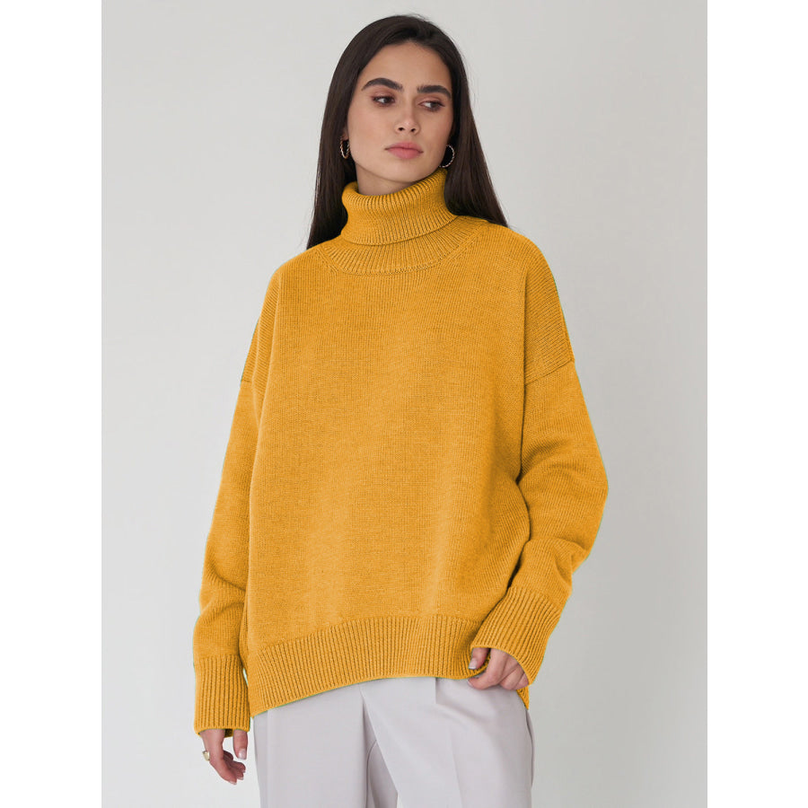 Turtleneck Long Sleeve Sweater Gold / S Apparel and Accessories