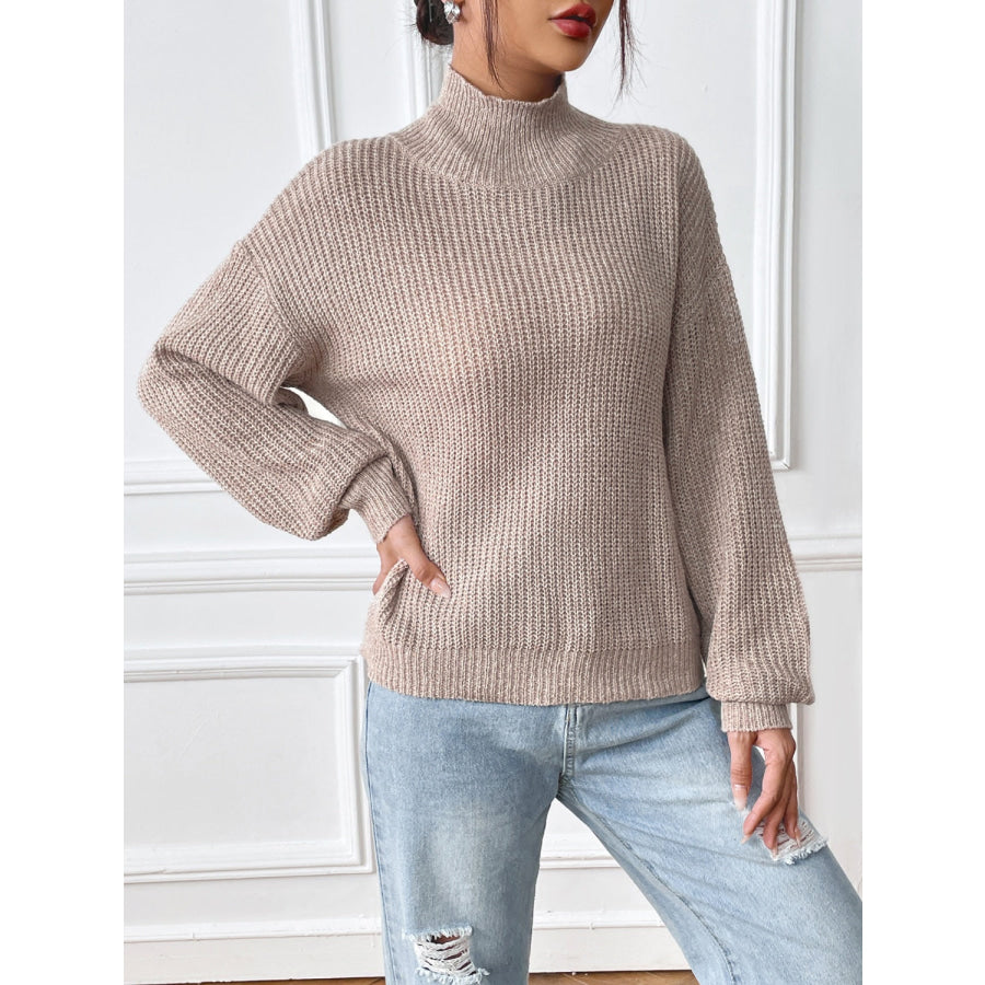 Turtleneck Long Sleeve Sweater Mocha / S Apparel and Accessories