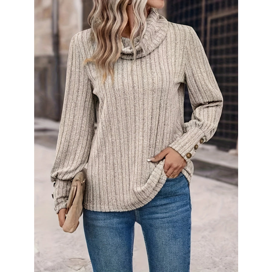 Turtleneck Long Sleeve T - Shirt Dust Storm / S Apparel and Accessories