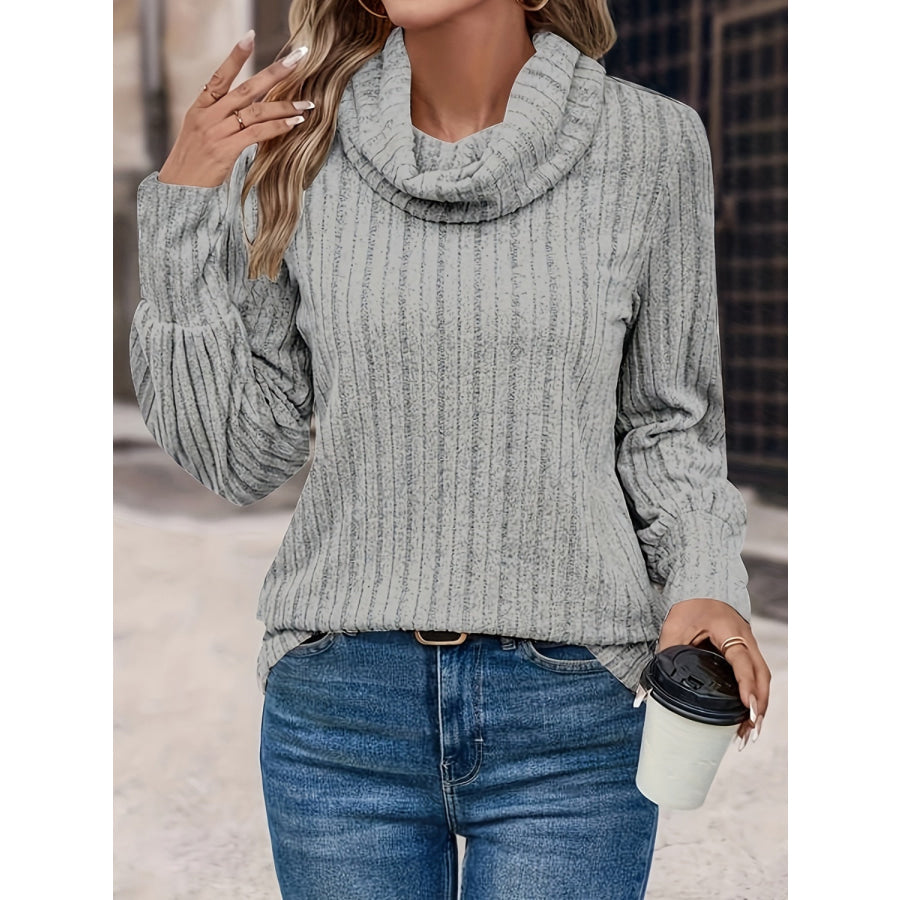 Turtleneck Long Sleeve T - Shirt Heather Gray / S Apparel and Accessories