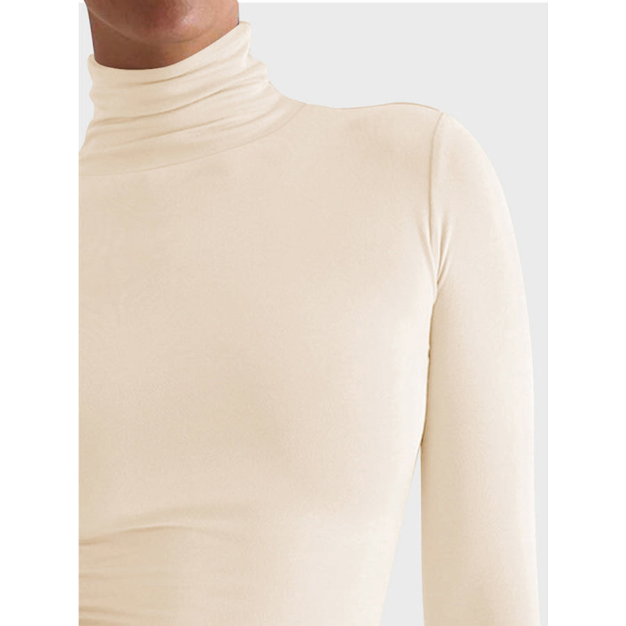 Turtleneck Long Sleeve T-Shirt Tan / S Apparel and Accessories