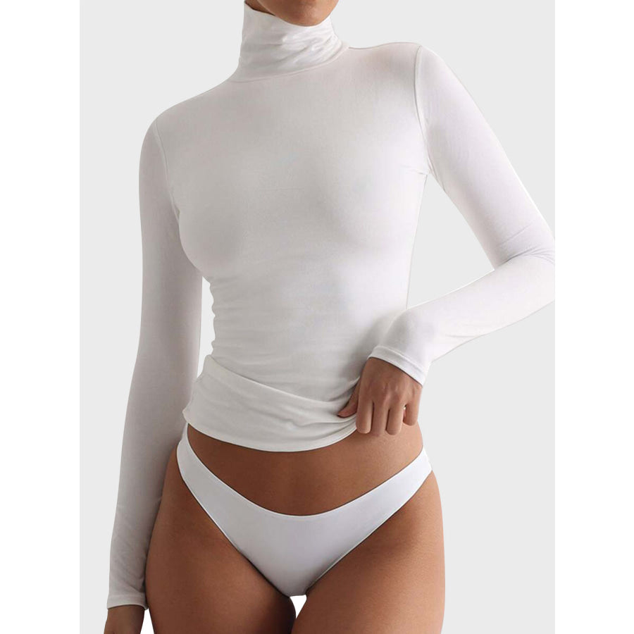 Turtleneck Long Sleeve T-Shirt White / S Apparel and Accessories