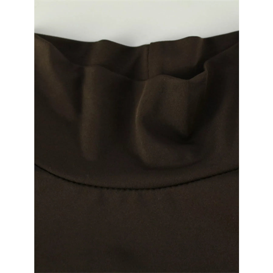 Turtleneck Long Sleeve Tie Waist Maxi Dress Apparel and Accessories