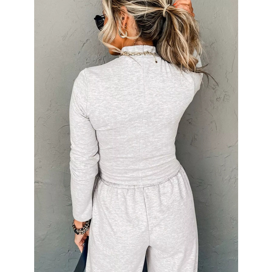 Turtleneck Long Sleeve Top and Pants Set Apparel and Accessories