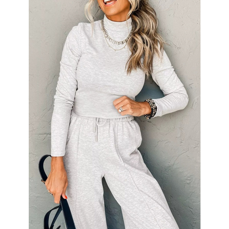 Turtleneck Long Sleeve Top and Pants Set Apparel and Accessories
