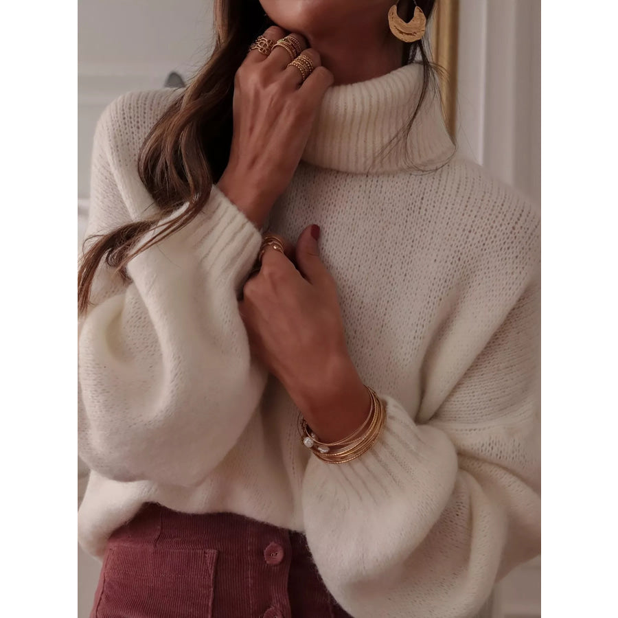 Turtleneck Oversized Dropped Shoulder Sweater Apparel and Accessories