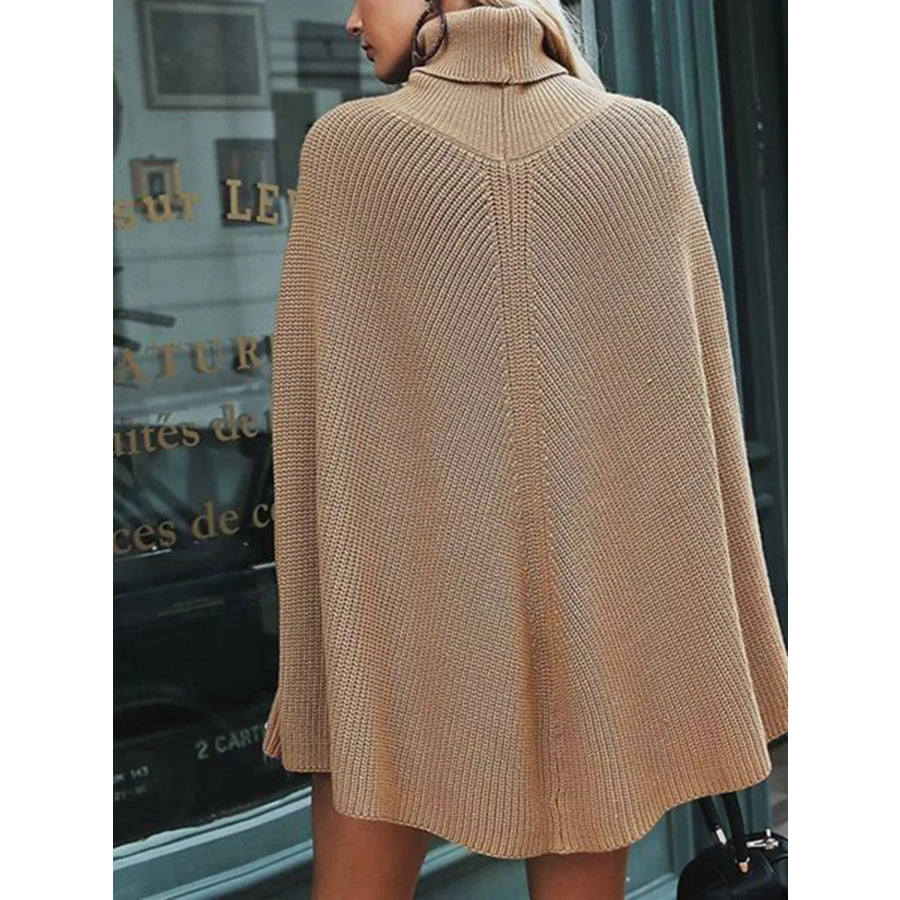 Turtleneck Oversized Poncho Sweater Apparel and Accessories