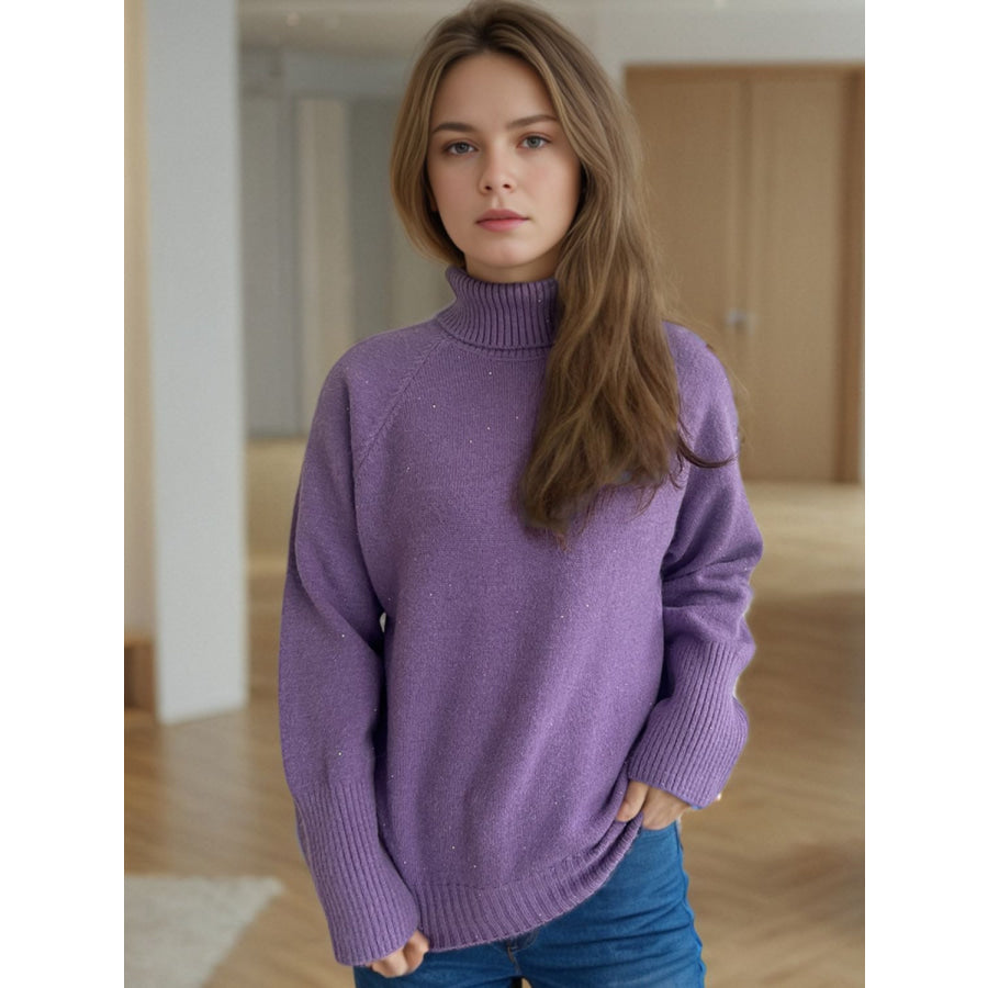 Turtleneck Raglan Sleeve Sweater Apparel and Accessories