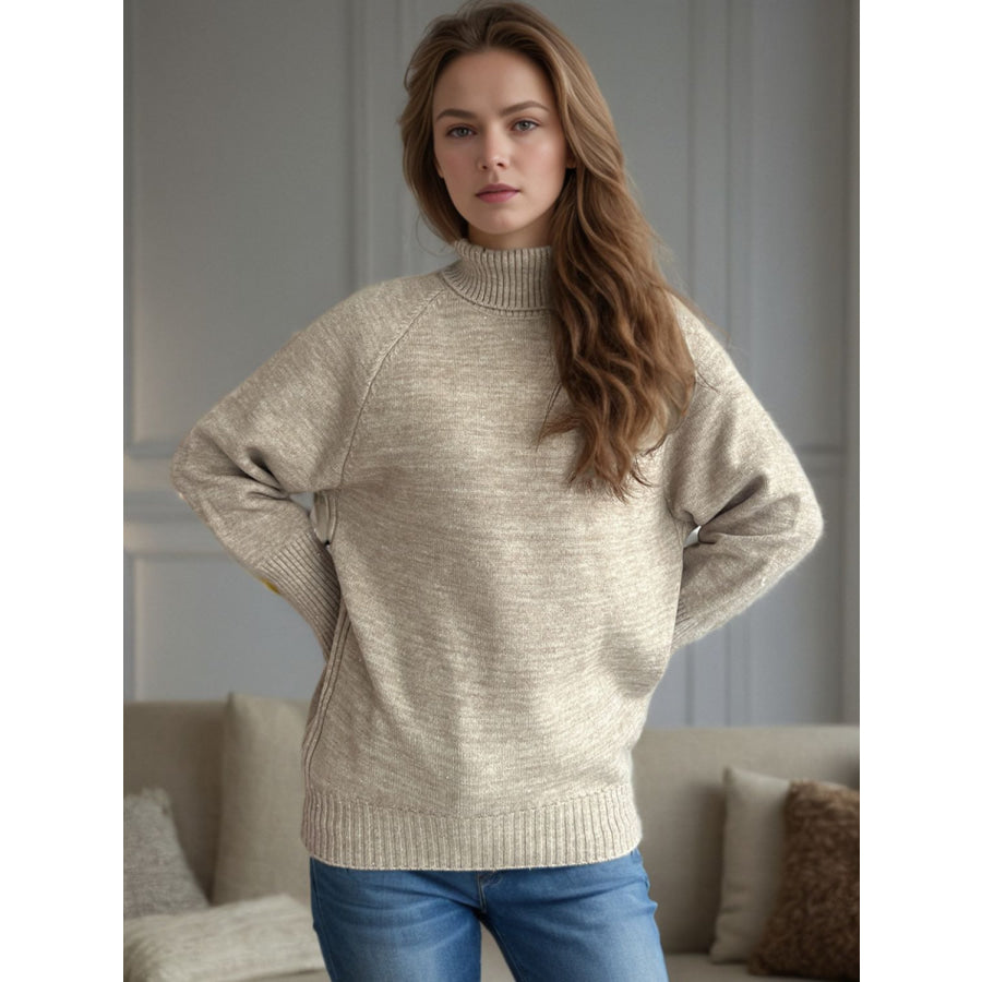 Turtleneck Raglan Sleeve Sweater Apparel and Accessories