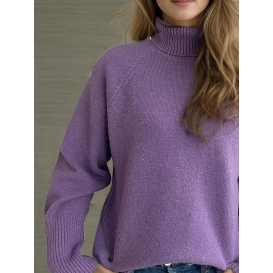 Turtleneck Raglan Sleeve Sweater Apparel and Accessories