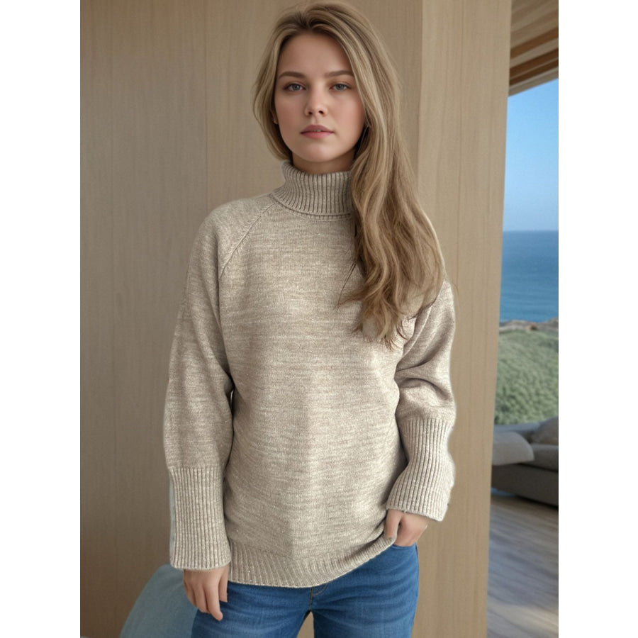 Turtleneck Raglan Sleeve Sweater Apparel and Accessories