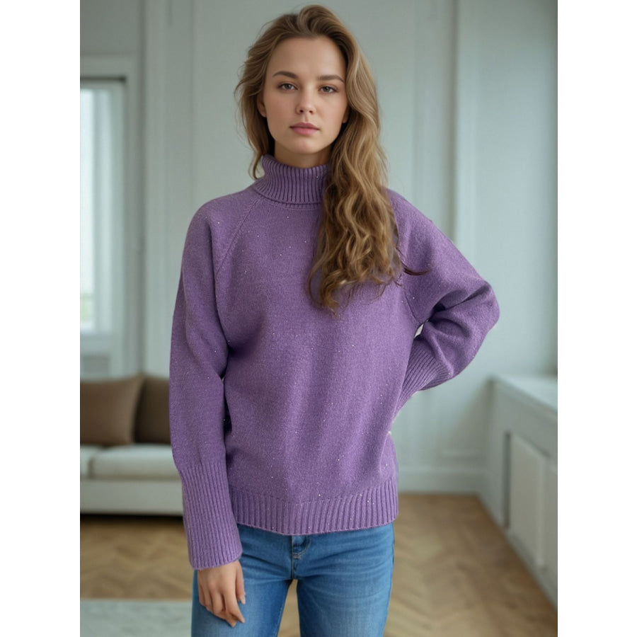 Turtleneck Raglan Sleeve Sweater Apparel and Accessories