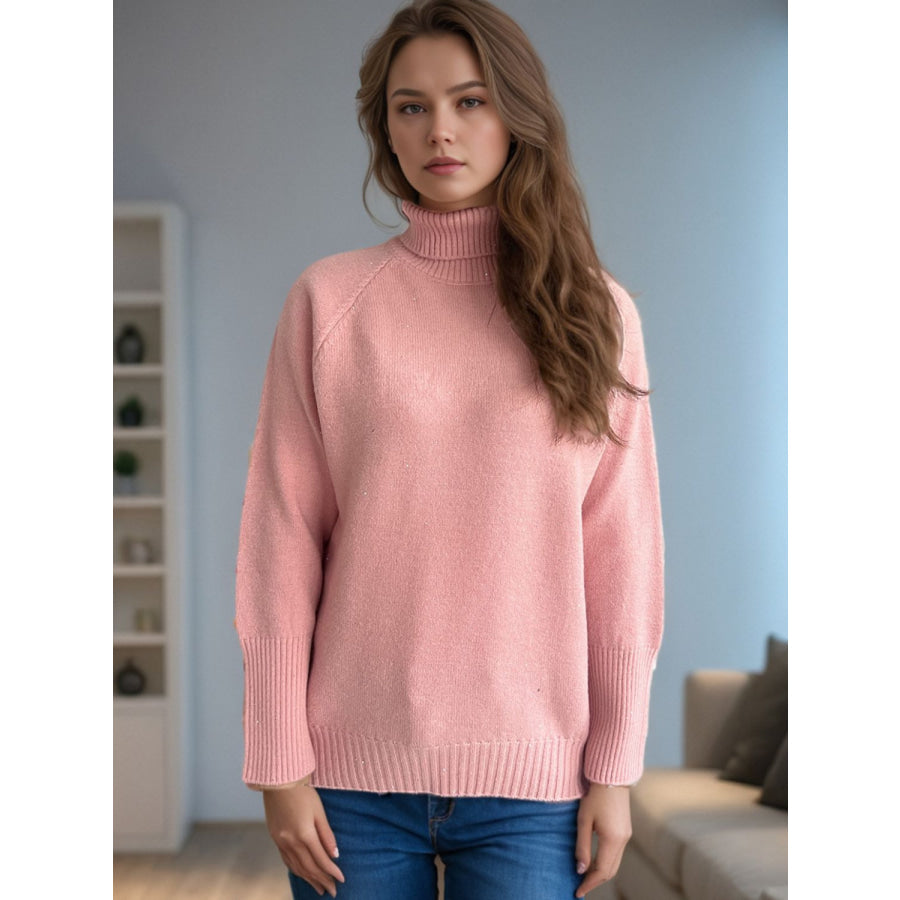 Turtleneck Raglan Sleeve Sweater Apparel and Accessories