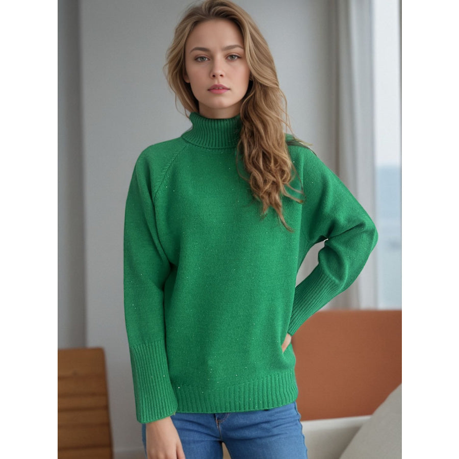 Turtleneck Raglan Sleeve Sweater Apparel and Accessories