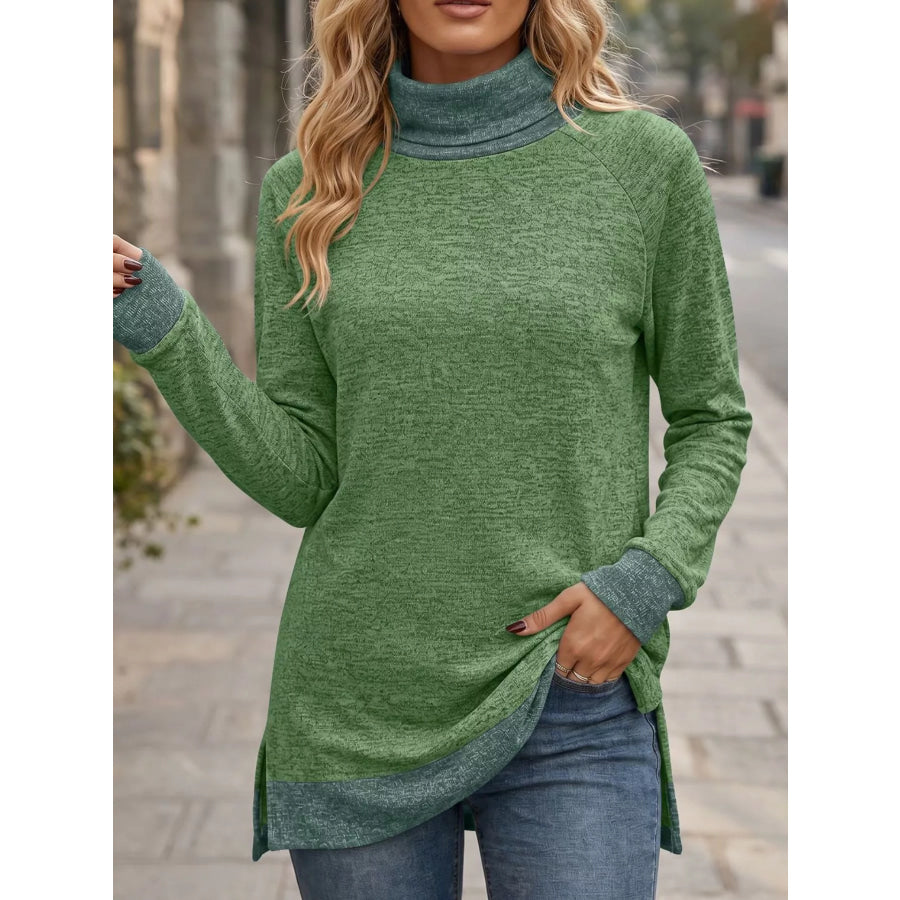 Turtleneck Raglan Sleeve T-Shirt Apparel and Accessories
