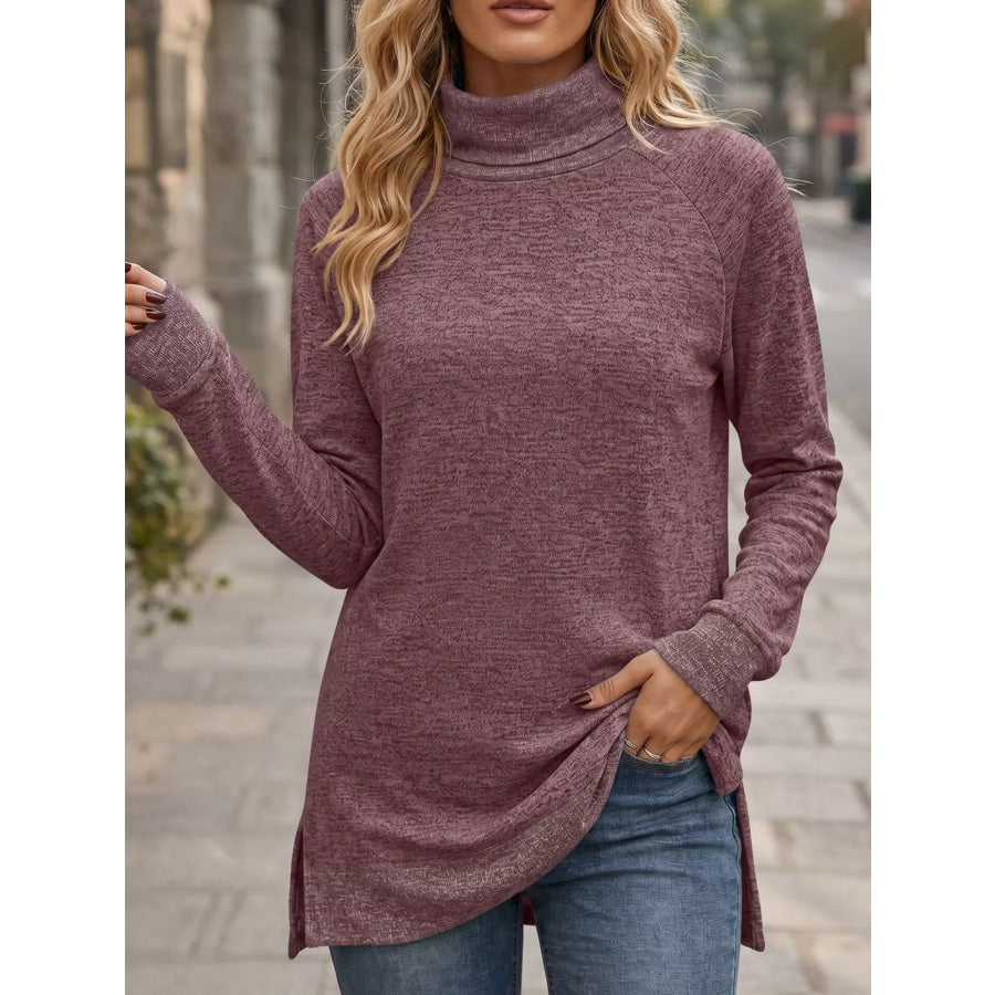 Turtleneck Raglan Sleeve T-Shirt Apparel and Accessories
