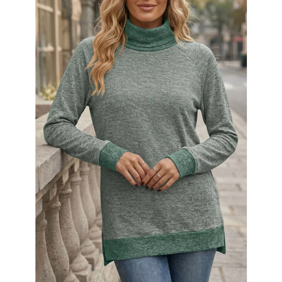 Turtleneck Raglan Sleeve T-Shirt Apparel and Accessories