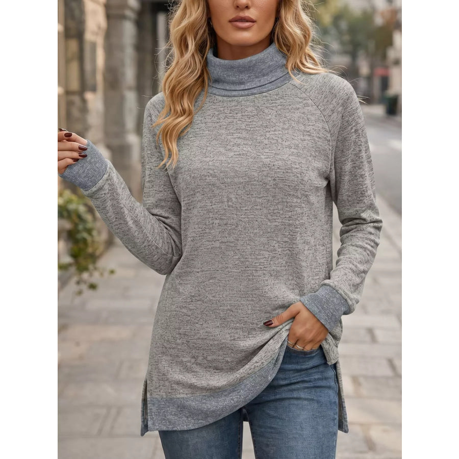 Turtleneck Raglan Sleeve T-Shirt Apparel and Accessories