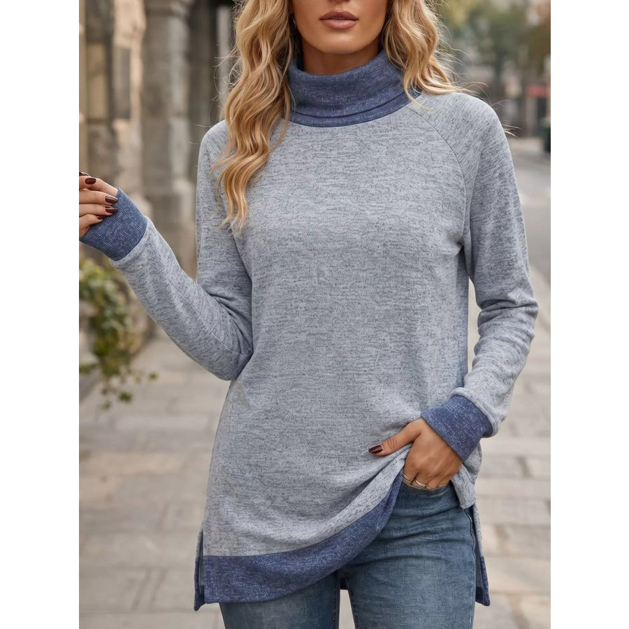 Turtleneck Raglan Sleeve T-Shirt Apparel and Accessories