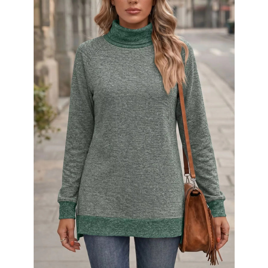 Turtleneck Raglan Sleeve T-Shirt Apparel and Accessories
