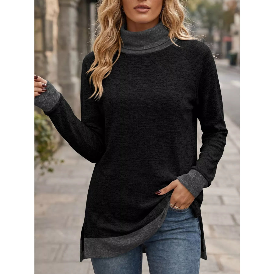 Turtleneck Raglan Sleeve T-Shirt Apparel and Accessories