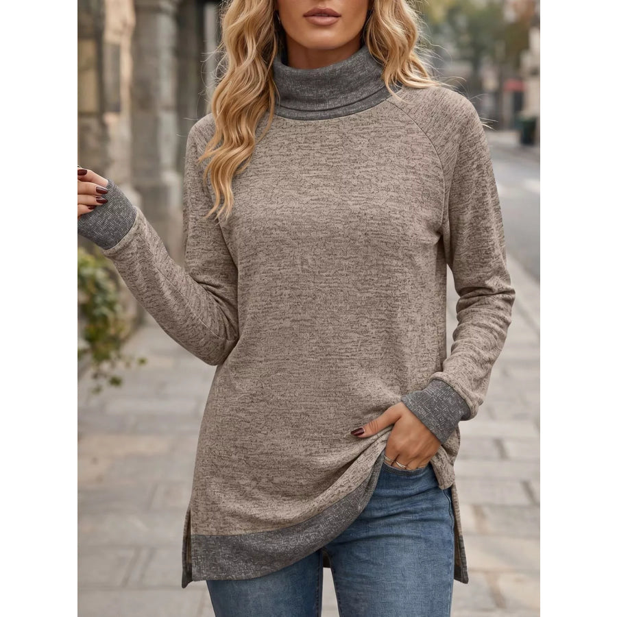 Turtleneck Raglan Sleeve T-Shirt Apparel and Accessories