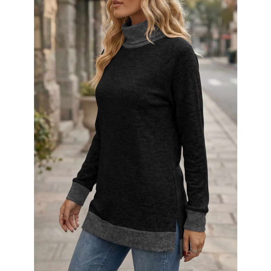Turtleneck Raglan Sleeve T-Shirt Apparel and Accessories