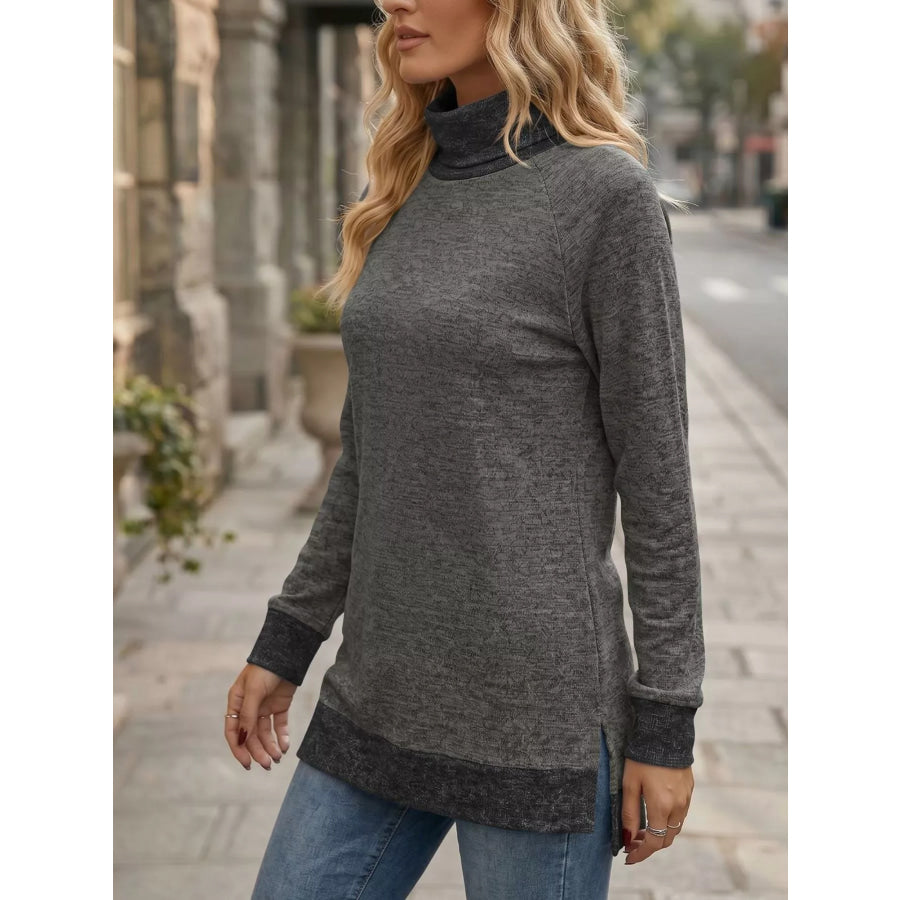 Turtleneck Raglan Sleeve T-Shirt Apparel and Accessories