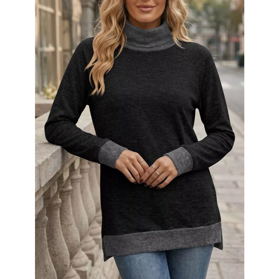 Turtleneck Raglan Sleeve T-Shirt Apparel and Accessories