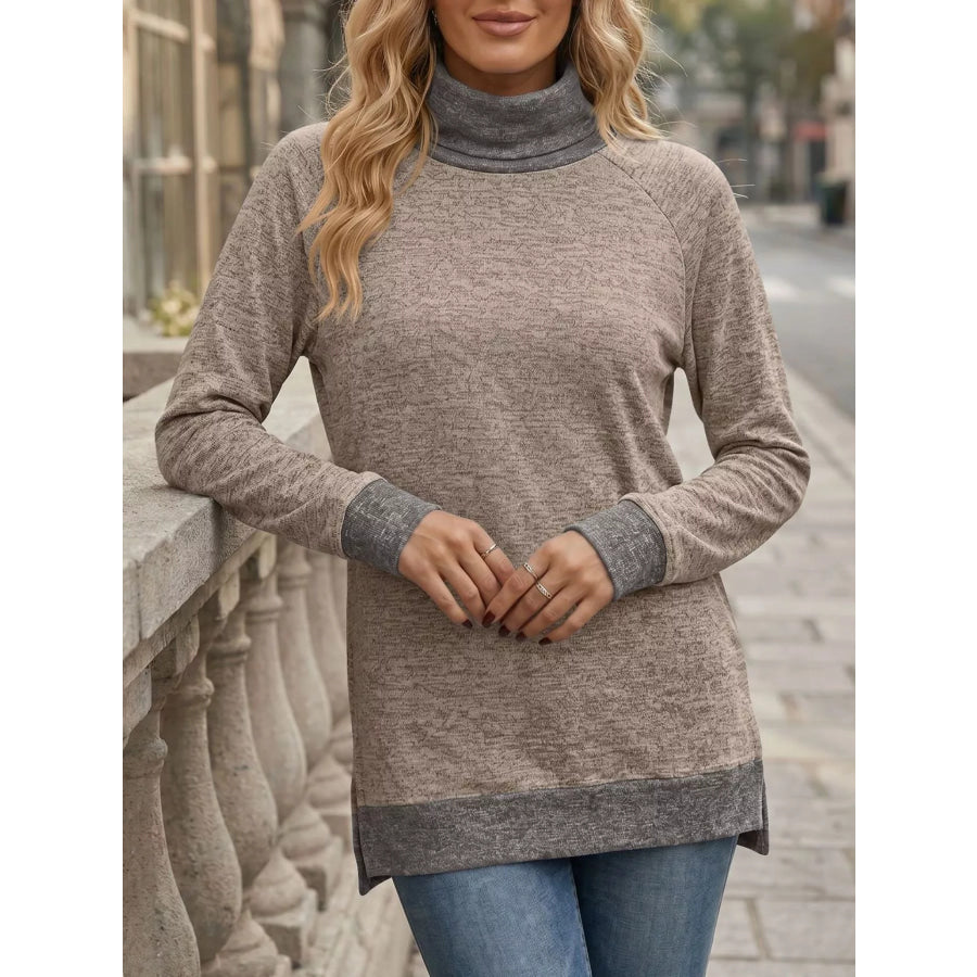 Turtleneck Raglan Sleeve T-Shirt Apparel and Accessories
