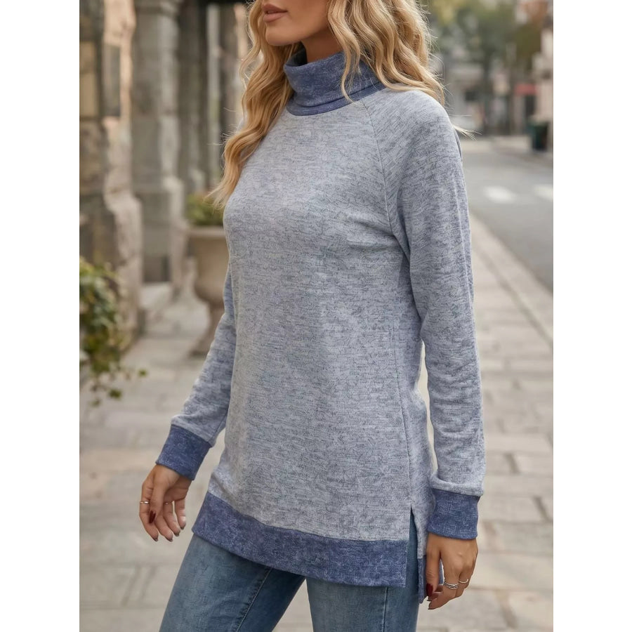 Turtleneck Raglan Sleeve T-Shirt Apparel and Accessories