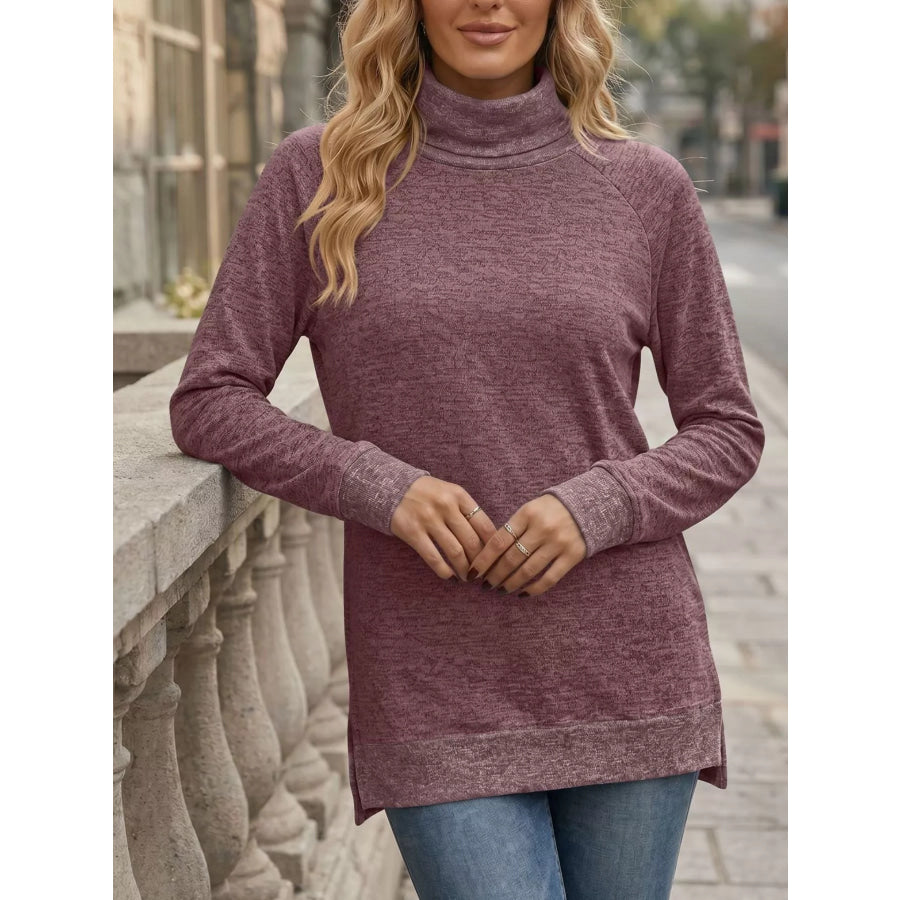 Turtleneck Raglan Sleeve T-Shirt Moonlit Mauve / S Apparel and Accessories