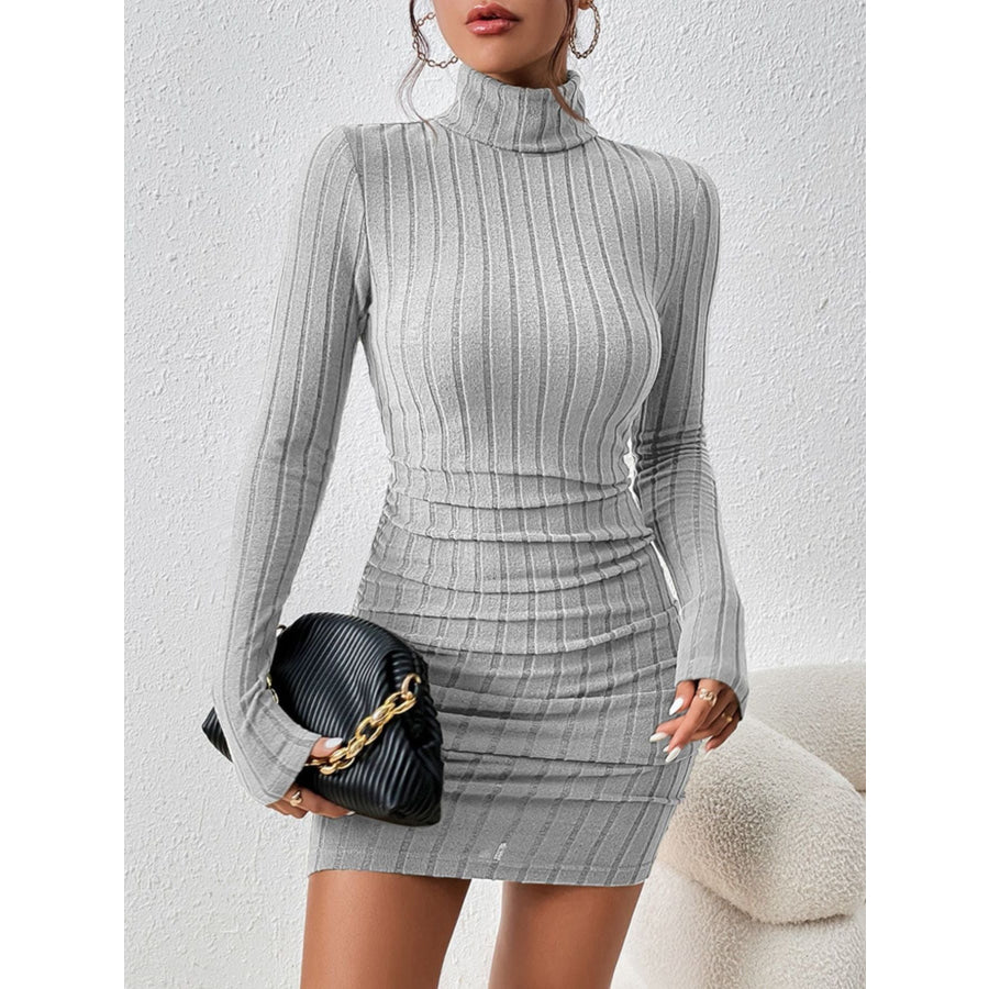 Turtleneck Ribbed Bodycon Mini Dress Apparel and Accessories