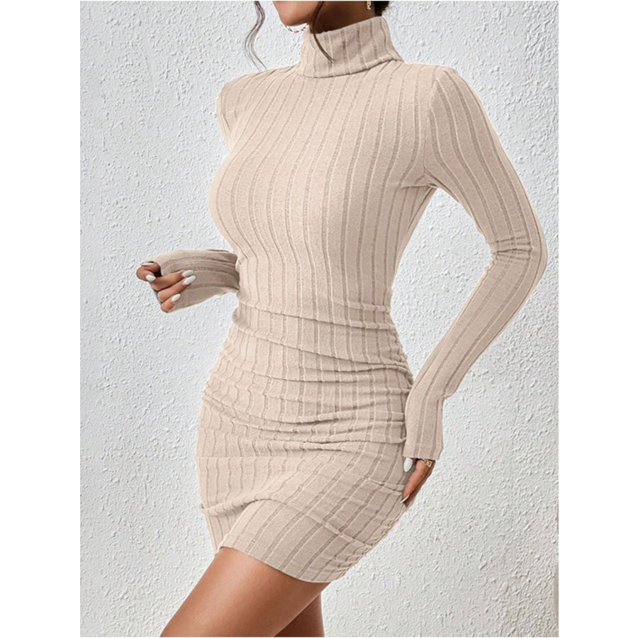 Turtleneck Ribbed Bodycon Mini Dress Apparel and Accessories