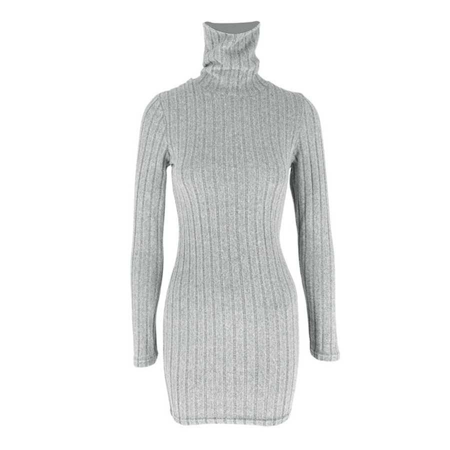 Turtleneck Ribbed Bodycon Mini Dress Apparel and Accessories