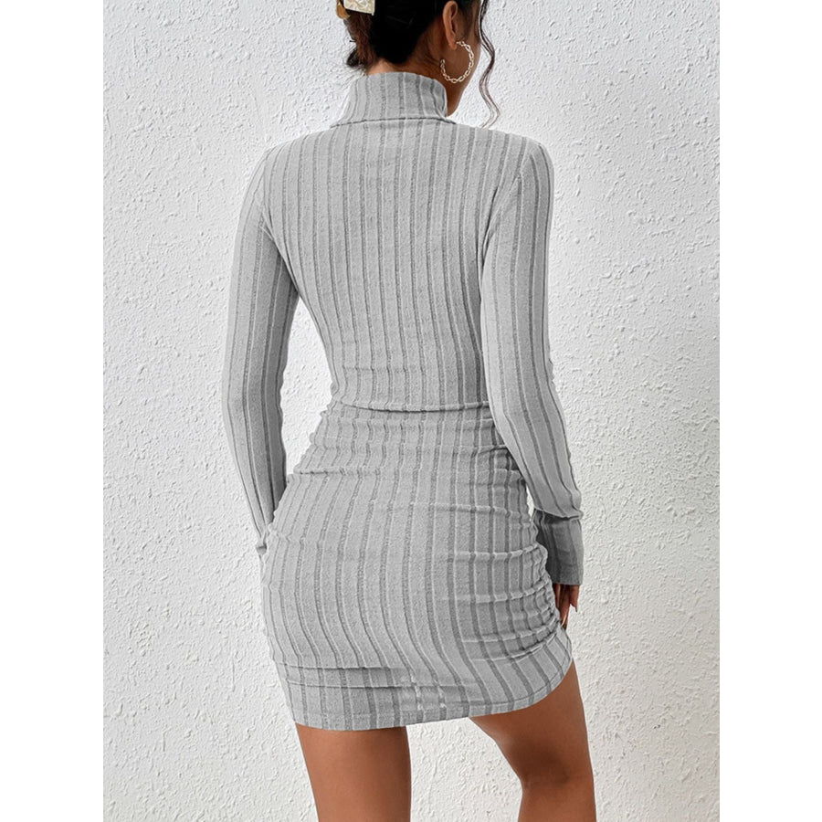 Turtleneck Ribbed Bodycon Mini Dress Apparel and Accessories
