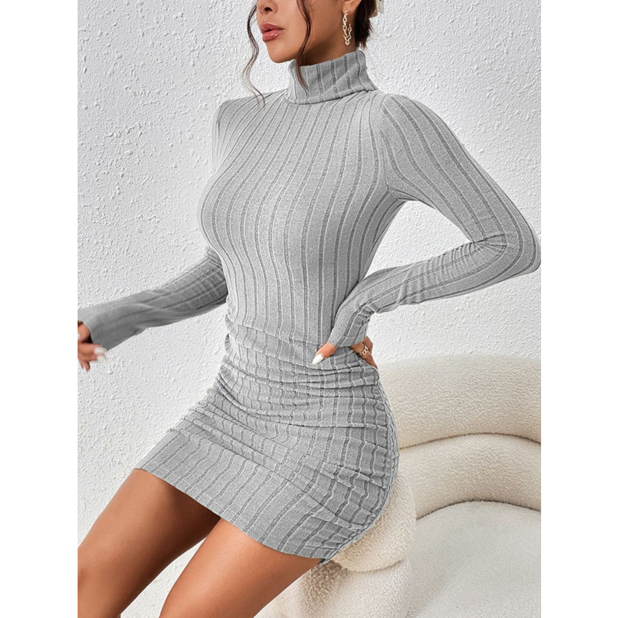 Turtleneck Ribbed Bodycon Mini Dress Apparel and Accessories