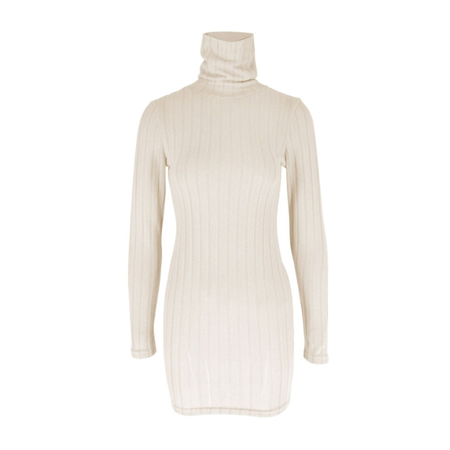 Turtleneck Ribbed Bodycon Mini Dress Apparel and Accessories