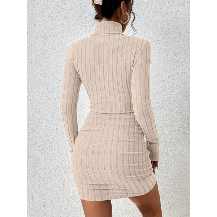 Turtleneck Ribbed Bodycon Mini Dress Apparel and Accessories
