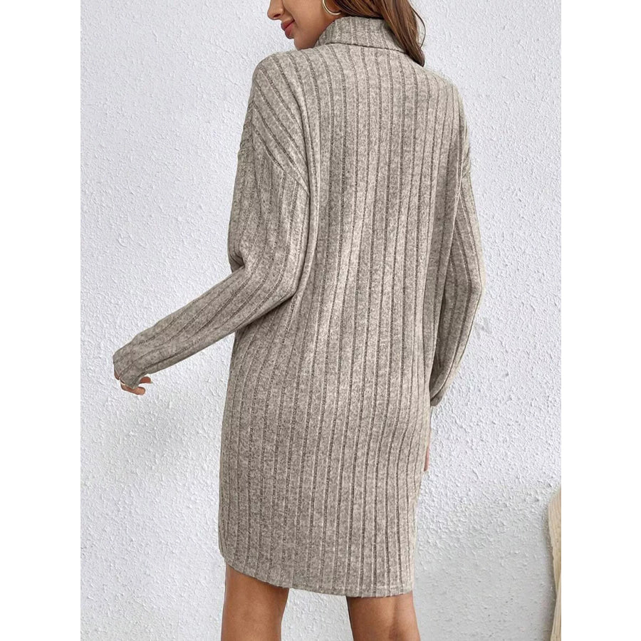 Turtleneck Ribbed Knit Dress Apparel and Accessories