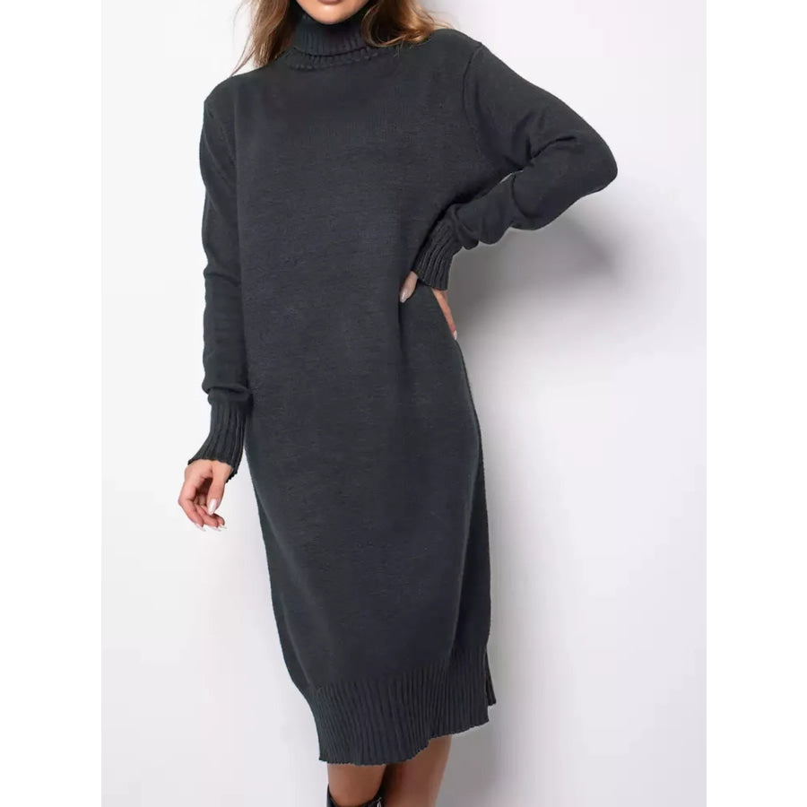 Turtleneck Ribbed Knit Sweater Dress Apparel and Accessories
