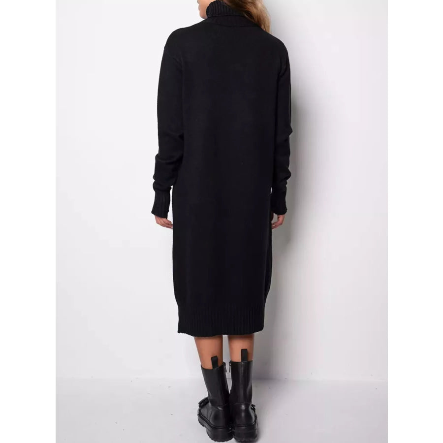 Turtleneck Ribbed Knit Sweater Dress Apparel and Accessories