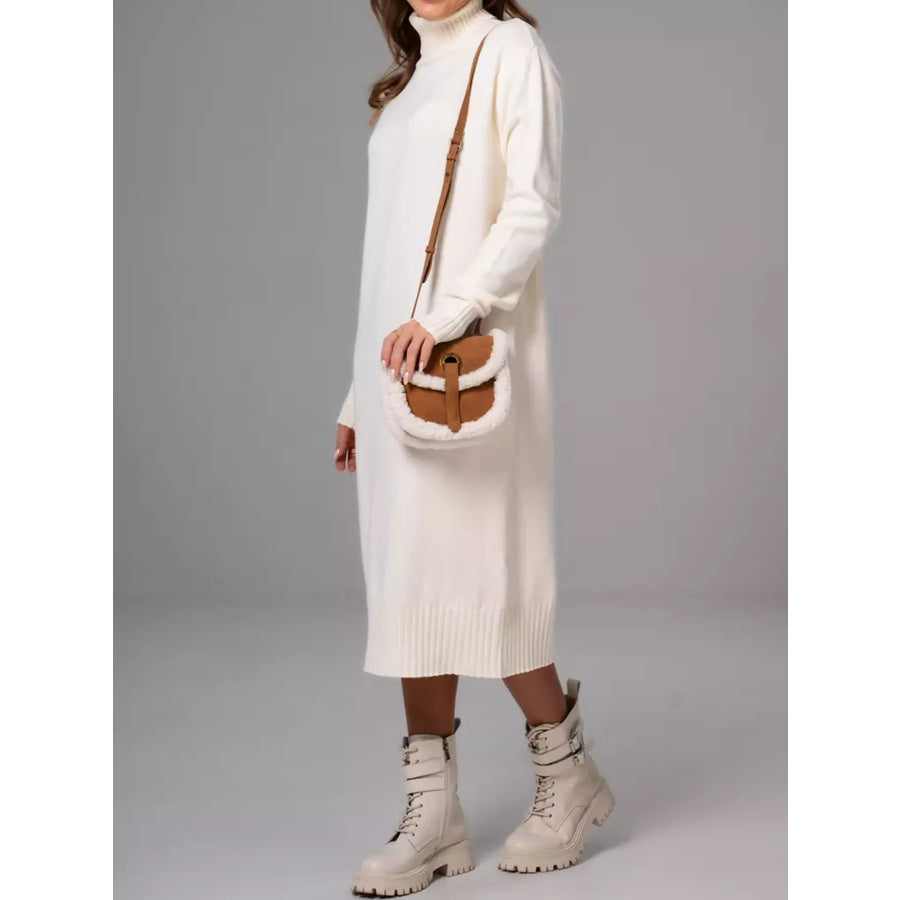 Turtleneck Ribbed Knit Sweater Dress Apparel and Accessories