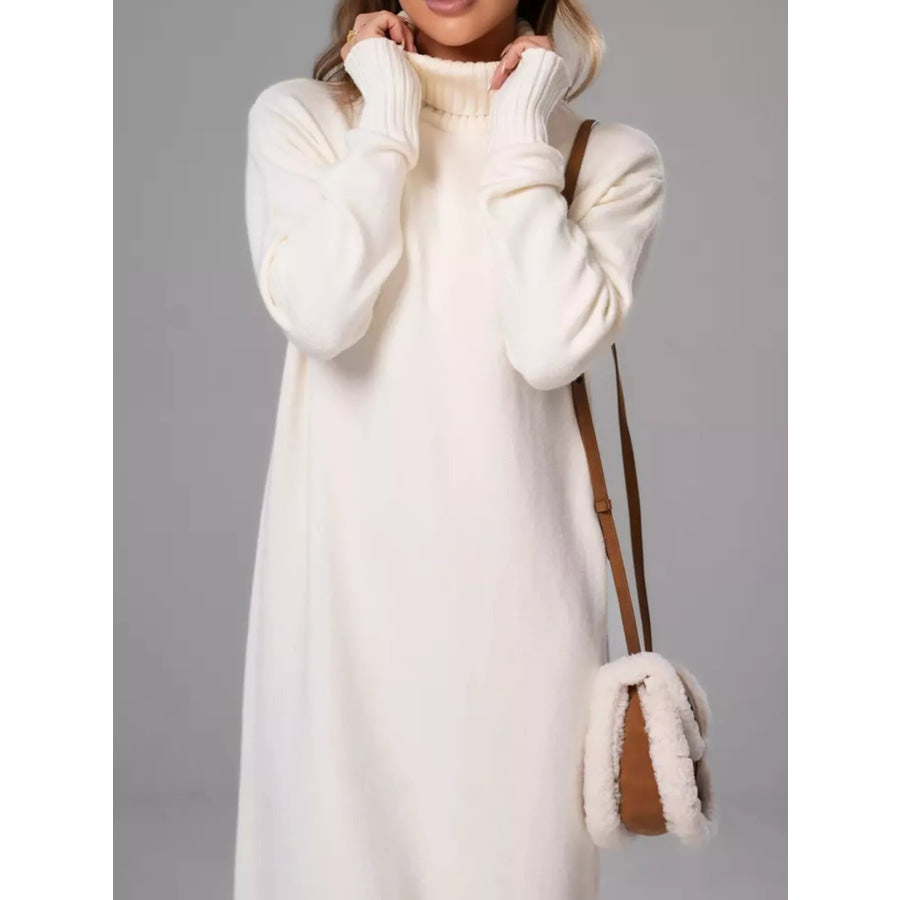 Turtleneck Ribbed Knit Sweater Dress Apparel and Accessories