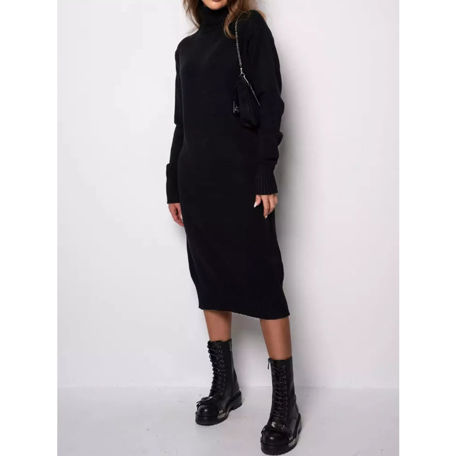 Turtleneck Ribbed Knit Sweater Dress Apparel and Accessories